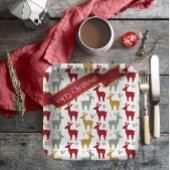 Rode Kerst Rendieren Patroon#12 ID1009 Papieren Bordje