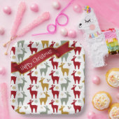 Rode Kerst Rendieren Patroon#12 ID1009 Papieren Bordje (Feest)