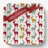 Rode Kerst Rendieren Patroon#12 ID1009 Papieren Bordje (Voorkant)