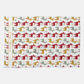 Rode Kerst Rendieren Patroon#12 ID1009 Theedoek (Horizontaal)