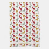Rode Kerst Rendieren Patroon#12 ID1009 Theedoek (Verticaal)
