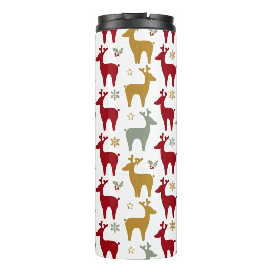 Rode Kerst Rendieren Patroon#12 ID1009 Thermosbeker (Achterkant)