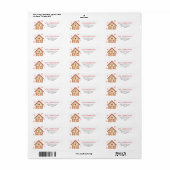 Rode kerst retouradres huis van peperkoek etiket (Full Sheet)