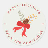 Rode kerst ronde sticker (Voorkant)