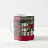 Rode Kerst Rustiek Plaid Tartan Patroon Koffiemok (Voorkant links)