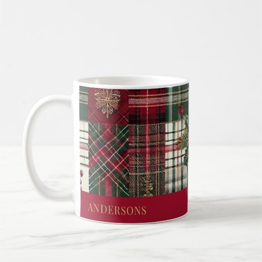Rode Kerst Rustiek Plaid Tartan Patroon Koffiemok (Links)