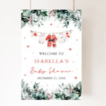 Rode Kerst Santa Baby Baby shower Welkomstbord Poster<br><div class="desc">Het Red Christmas Santa Baby Baby shower Welcome Sign begroet gasten hartelijk met feestelijk gejuich en vakantiecharme. Ontworpen in levendig rood met schattige babykleding die aan een kerstwaslijn hangt, zet dit bord de toon voor een vrolijk winterfeest. Perfect voor een vakantie baby shower, het voegt een gastvrije, seizoensgebonden touch als...</div>