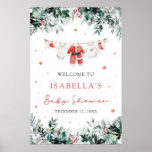 Rode Kerst Santa Baby Baby shower Welkomstbord Poster (Voorkant)