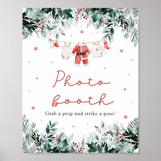 Rode Kerst Santa Baby shower Photo Booth Sign Poster (Voorkant)