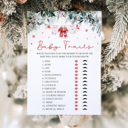 Rode Kerst Santa Baby Traits Baby shower Spel Kaart