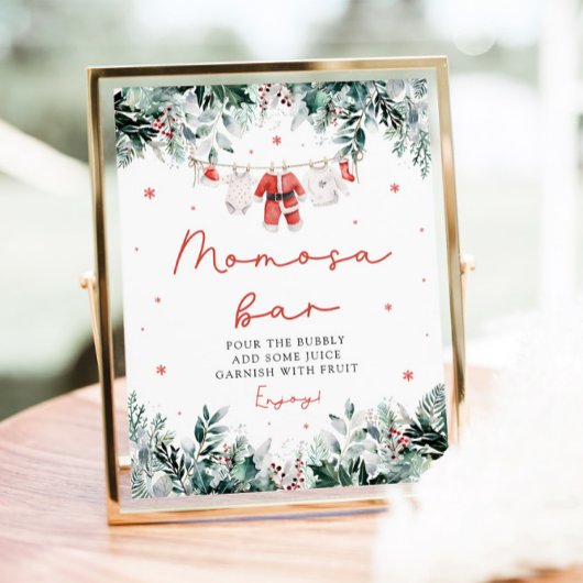 Rode Kerst Santa Babykleding Momosa Bar Sign Poster