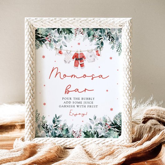 Rode Kerst Santa Babykleding Momosa Bar Sign Poster