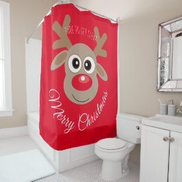 Rode Kerst Schattigee Cartoon rendieren Script Douchegordijn