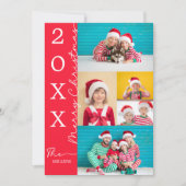 Rode Kerst Script Typografie Foto Feestdagenkaart (Voorkant)