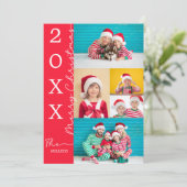 Rode Kerst Script Typografie Foto Feestdagenkaart (Staand voorkant)
