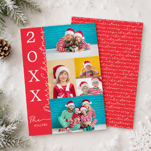 Rode Kerst Script Typografie Foto Feestdagenkaart