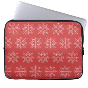 Rode kerst, seizoensgebonden sneeuwkunst laptop sleeve