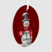 Rode Kerst Sneeuwman Kerstman Ornament (voorkant)