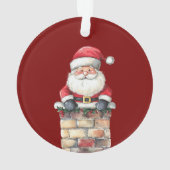 Rode Kerst Sneeuwman Kerstman Ornament (achterkant)