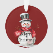 Rode Kerst Sneeuwman Kerstman Ornament (voorkant)