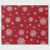Rode kerst sneeuwvlok patroon cadeaupapier (Vlak)