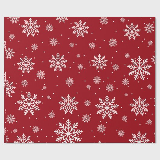 Rode kerst sneeuwvlok patroon cadeaupapier (Vlak)