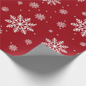 Rode kerst sneeuwvlok patroon cadeaupapier (Hoek)