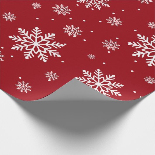 Rode kerst sneeuwvlok patroon cadeaupapier (Hoek)