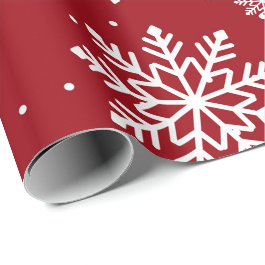 Rode kerst sneeuwvlok patroon cadeaupapier (Rol Hoek)