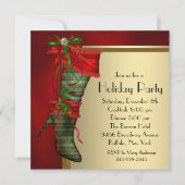 Rode Kerst Stocking Rood Goud Kerstfeest Kaart (Voorkant)