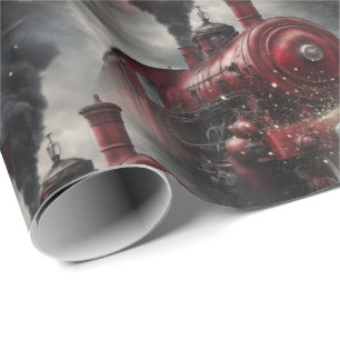 Rode Kerst Stoomtrein Cadeaupapier