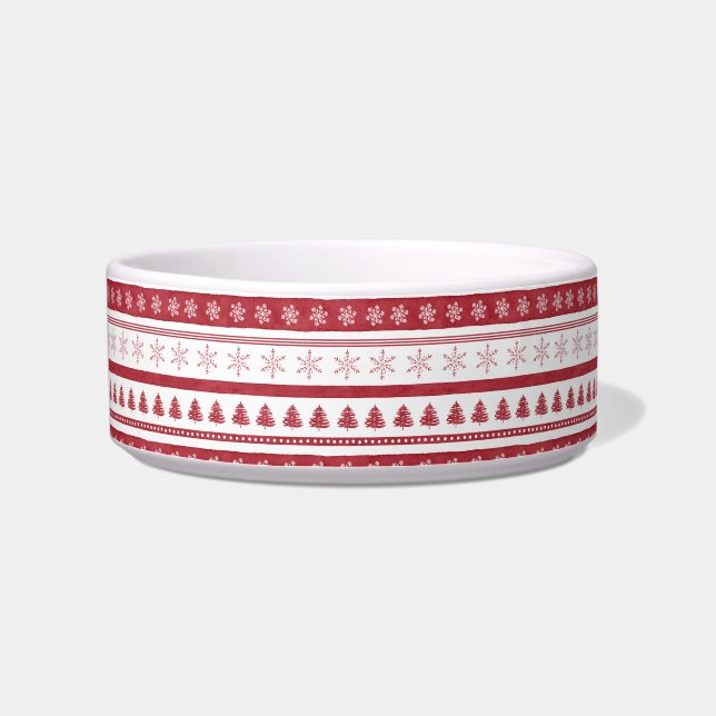 Rode Kerst Stripes Pet Bowl Voerbakje (Links)