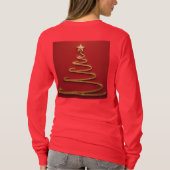 Rode Kerst T-shirt Gouden Spiraal Kerstboom (Achterkant)