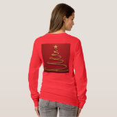 Rode Kerst T-shirt Gouden Spiraal Kerstboom (Achterkant volledig)