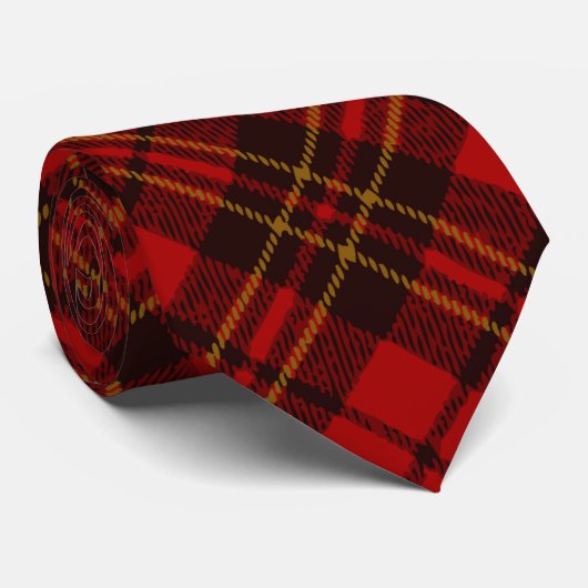 Rode kerst tartan patroon stropdas (Opgerold)