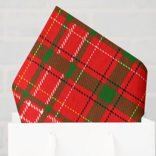 Rode Kerst-Tartan Schotland Patroon Ontwerp Tissuepapier