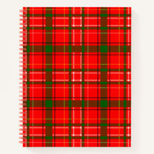 Rode Kerst-Tartan Schotse Ruit Patroon Ontwerp Notitieboek