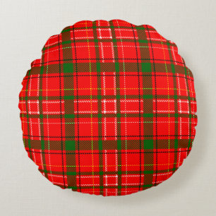 Rode Kerst Tartan Schotse Ruit Patroon Ontwerp  Rond Kussen