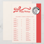 Rode Kerst Thema Restaurant Afhaalmenu Menu (Voorkant / Achterkant)