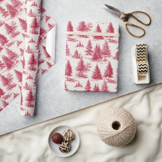 Rode Kerst toile Cadeaupapier (Crafts)