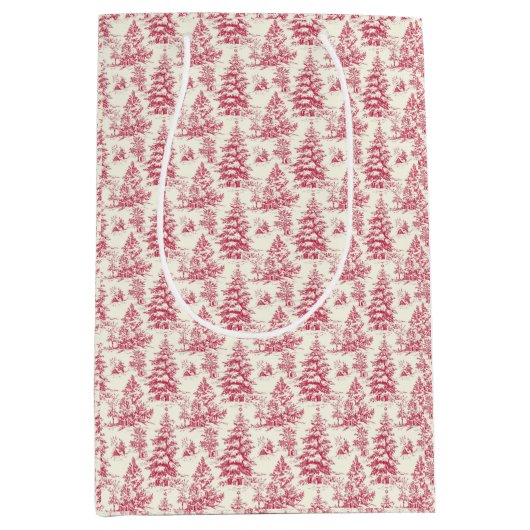 Rode Kerst toile cadeaupapier Medium Cadeauzakje (Voorkant)