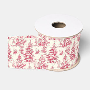 Rode Kerst Toile Inpakpapier Grosgrain Lint
