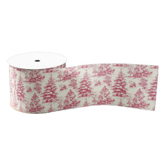 Rode Kerst Toile Inpakpapier Grosgrain Lint