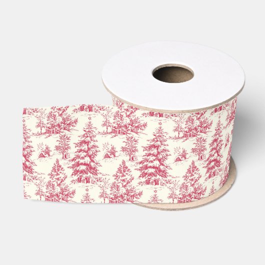 Rode Kerst Toile Inpakpapier Grosgrain Lint (Spoel)