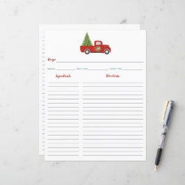 Rode Kerst Truck & Boom Recept Binder Inzetstuk