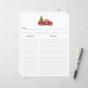 Rode Kerst Truck & Boom Recept Binder Inzetstuk