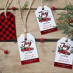 Rode Kerst Truck Bundel van Joy Baby shower Cadeaulabel