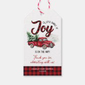 Rode Kerst Truck Bundel van Joy Baby shower Cadeaulabel (Voorkant)