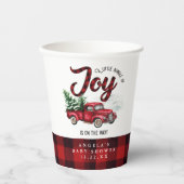 Rode Kerst Truck Bundel van Joy Baby shower Papieren Bekers (Voorkant)