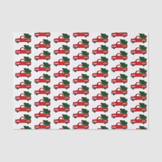 Rode Kerst Truck Rustieke Kerst Vakantie Party Tissuepapier (Voorkant)